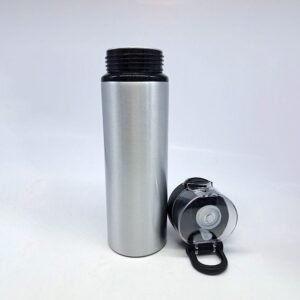 TOMATODO ALUMINIO 750ML COLOR PLATA TAPA NEGRA