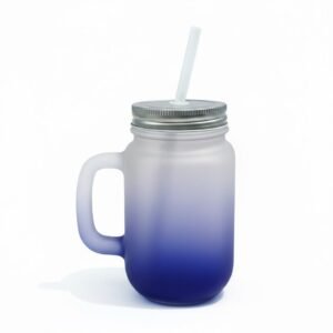 12Oz/350Ml Mason Jar W/ Straw(Frosted, Gradient )
